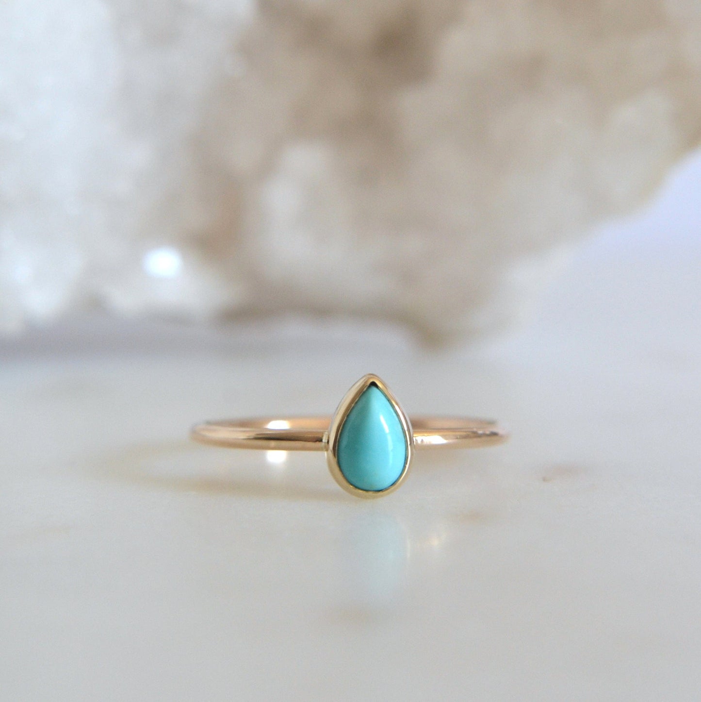 14k Pear Turquoise Ring