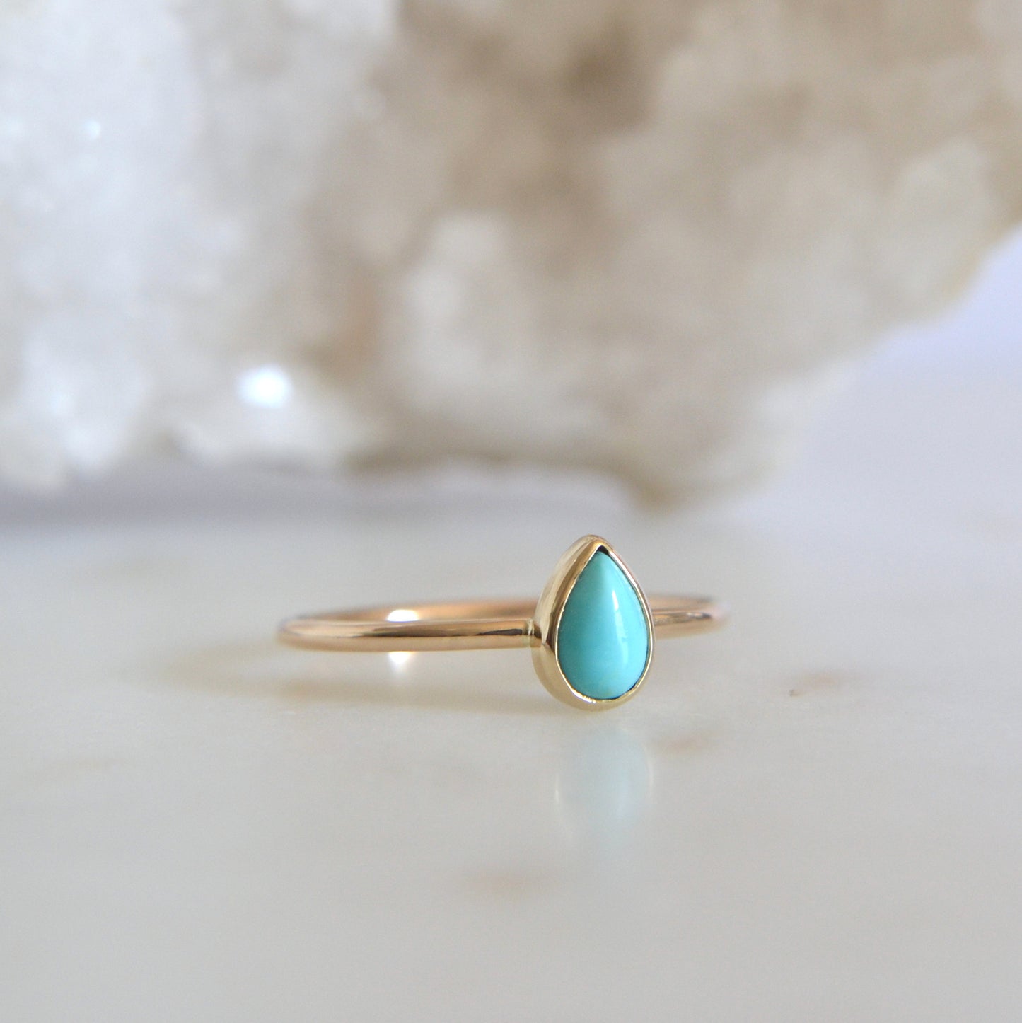 14k Pear Turquoise Ring