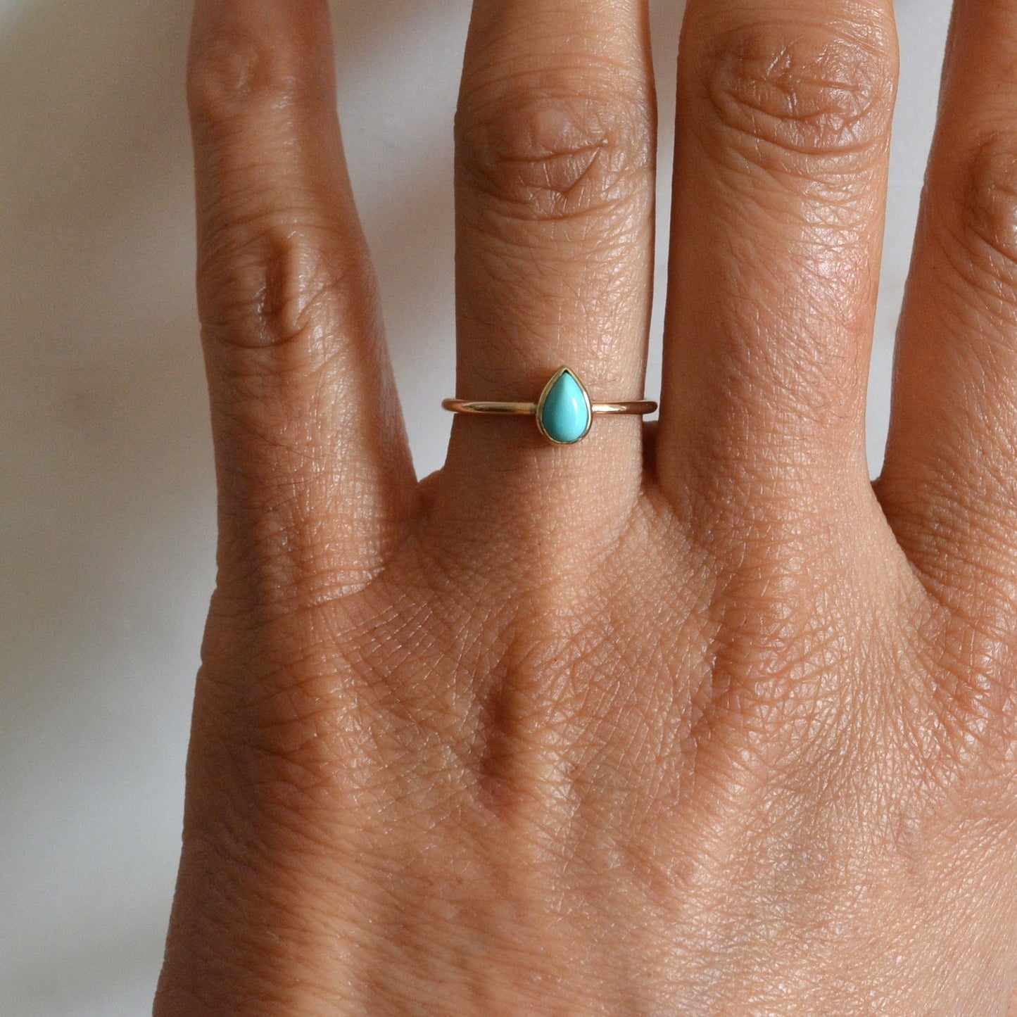 14k Pear Turquoise Ring
