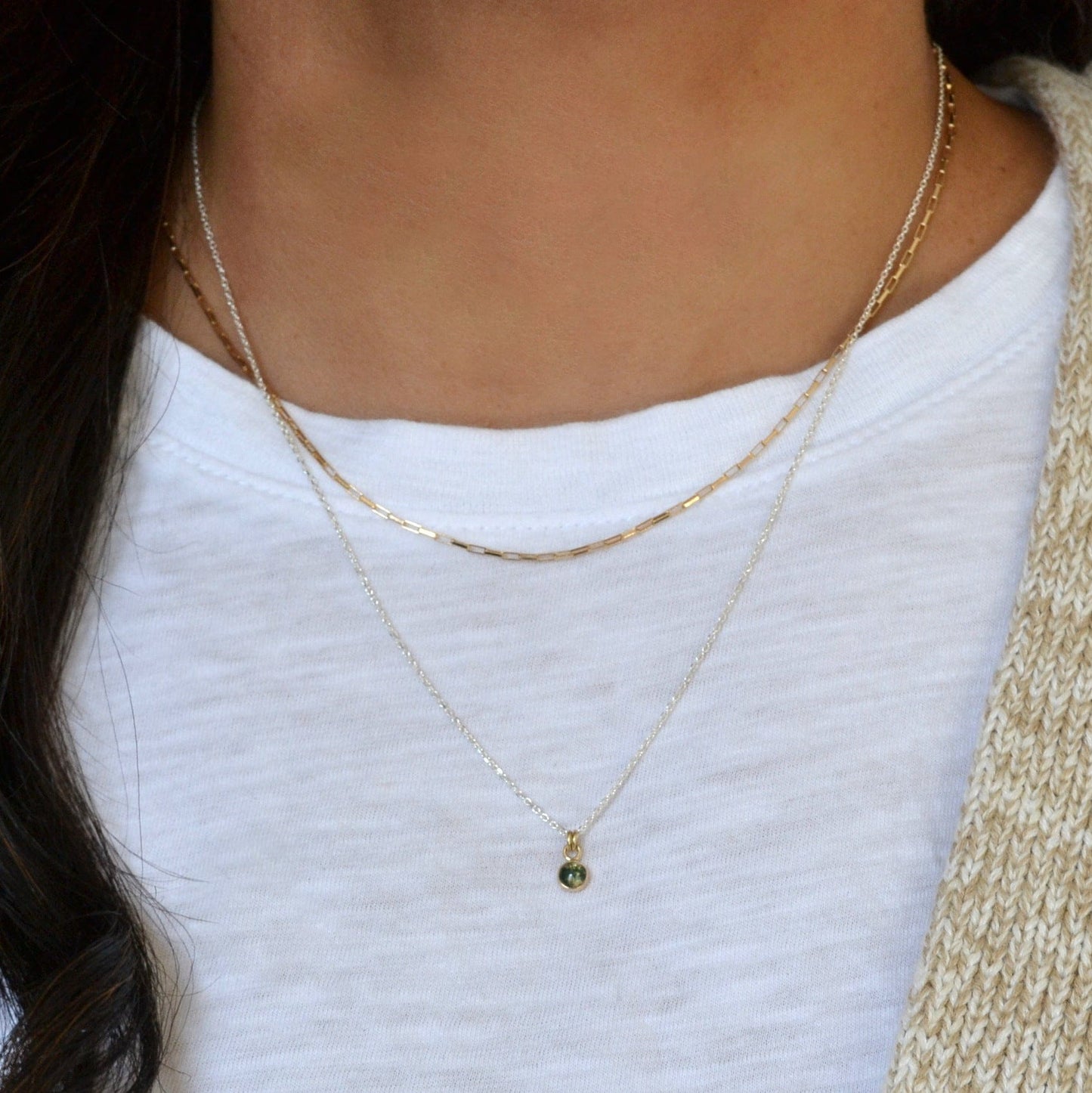 14k & Silver Moss Necklace