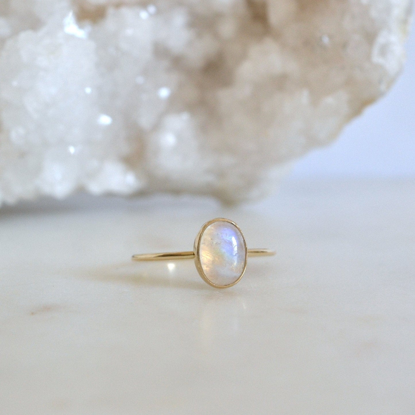 14k North Oval Moonstone Ring