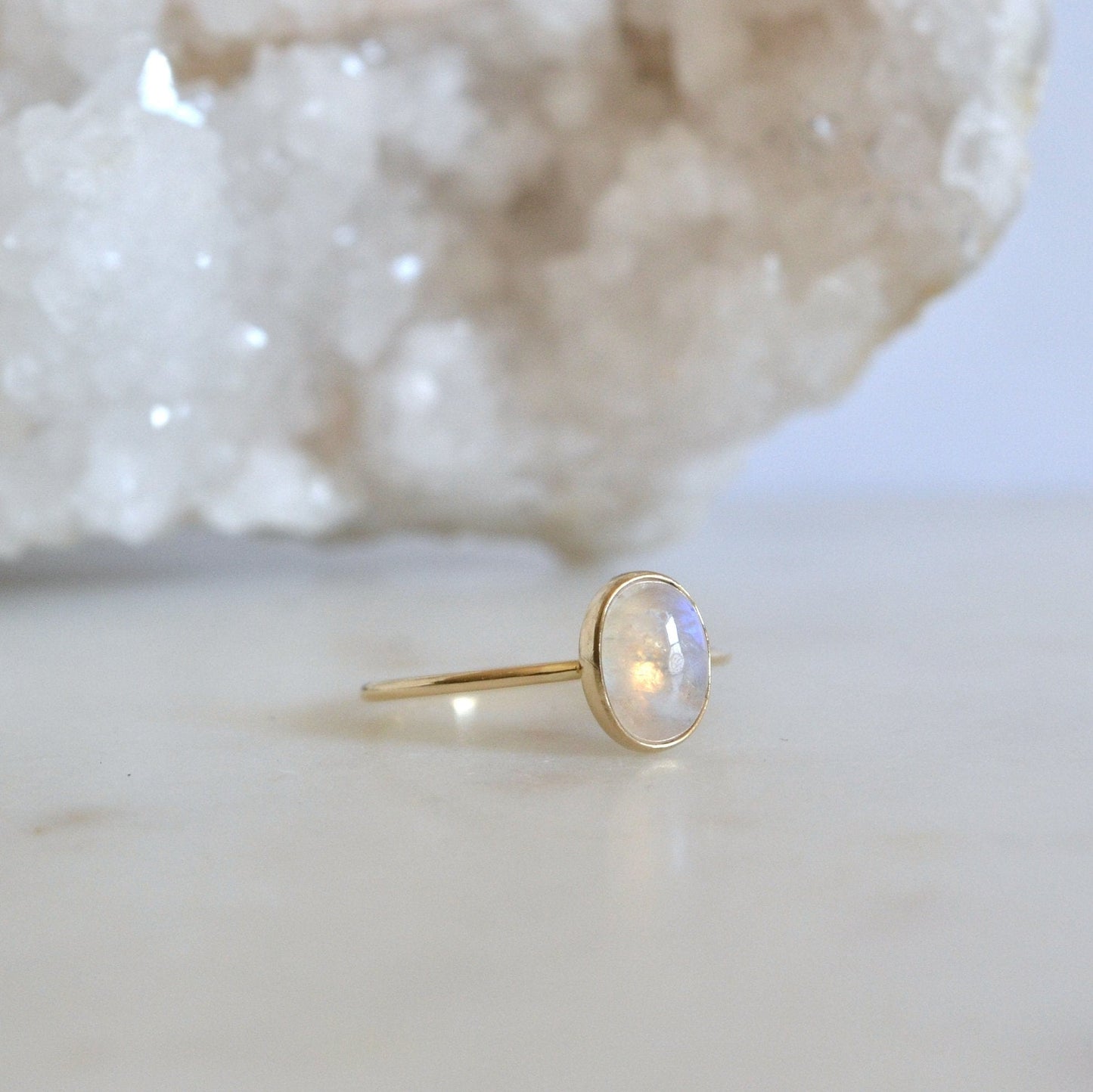 14k North Oval Moonstone Ring