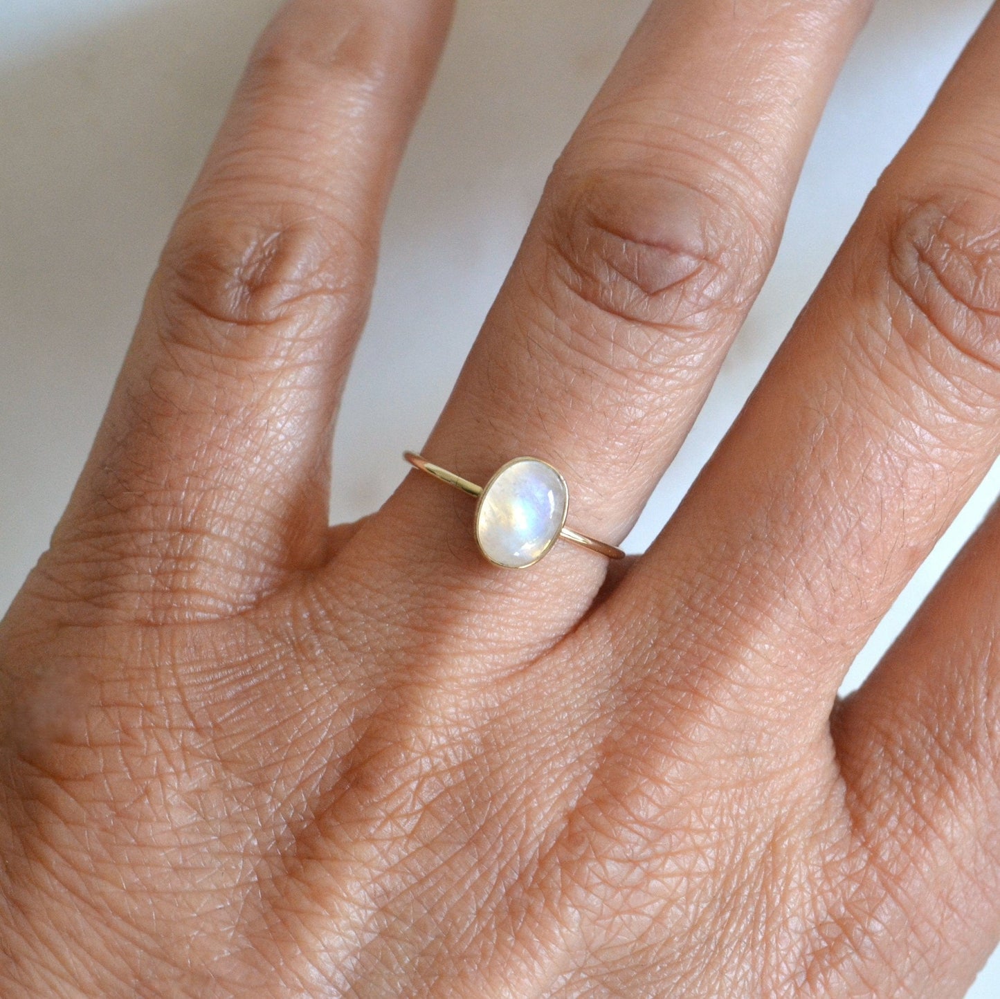 14k North Oval Moonstone Ring
