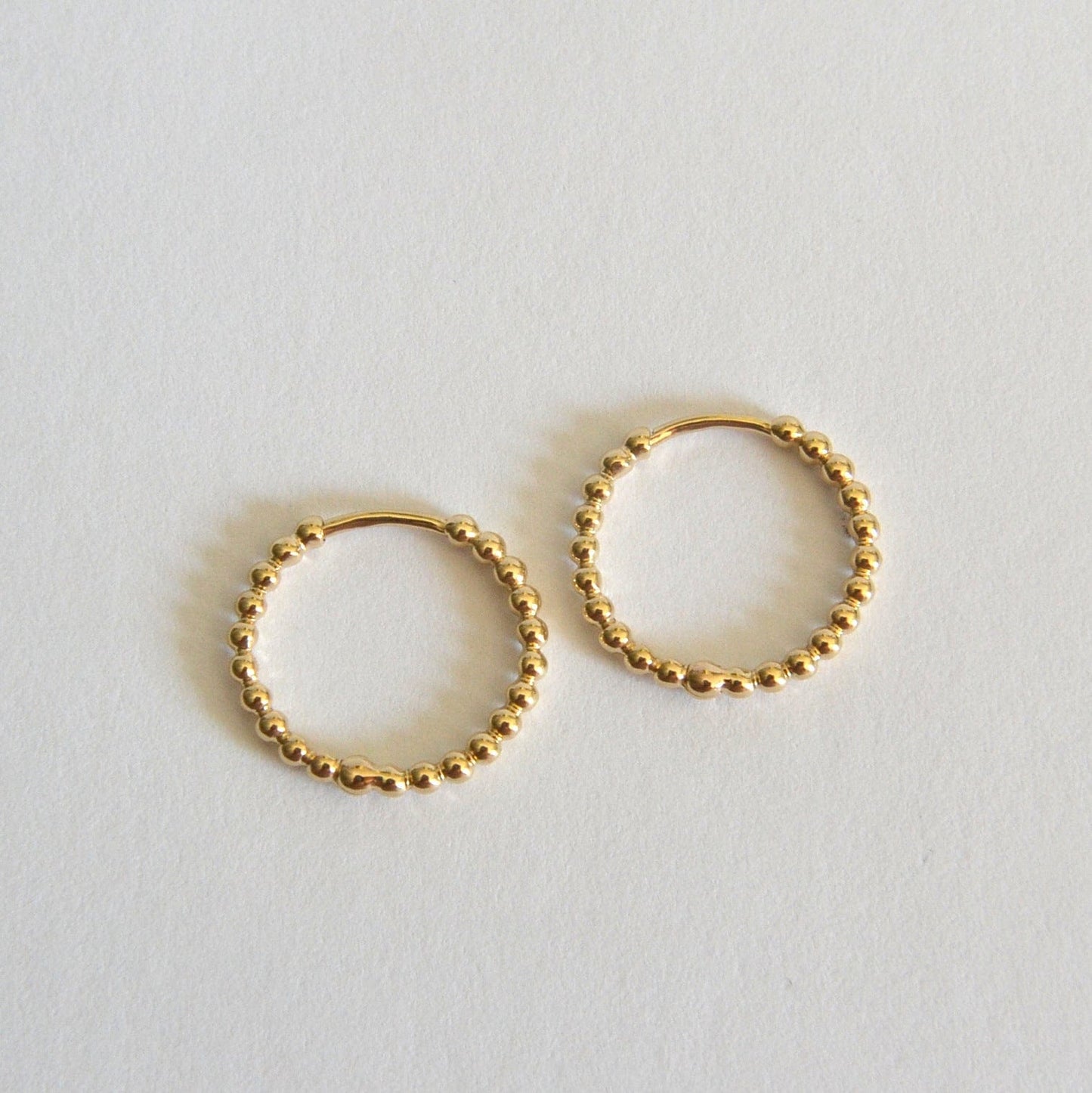 14k beaded hoop earrings