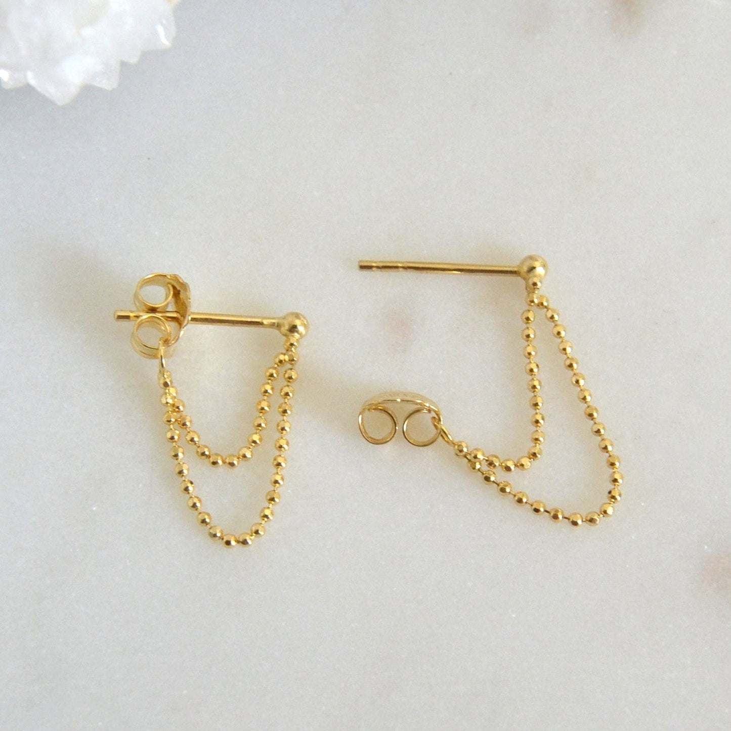 14k Beaded Chain Earrings