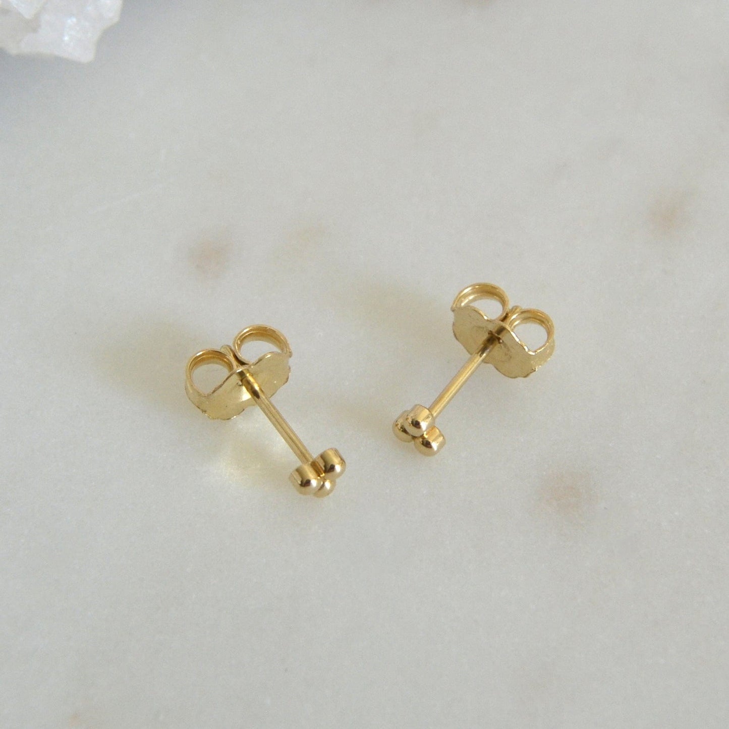 14k Trio Beaded Studs