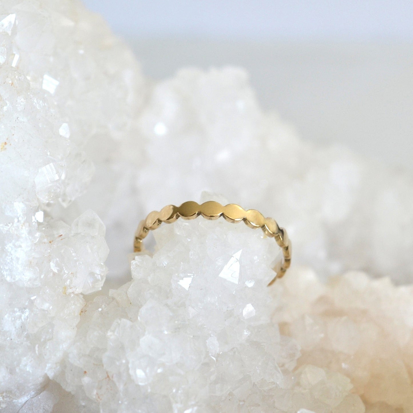 14k Flat Beaded Ring