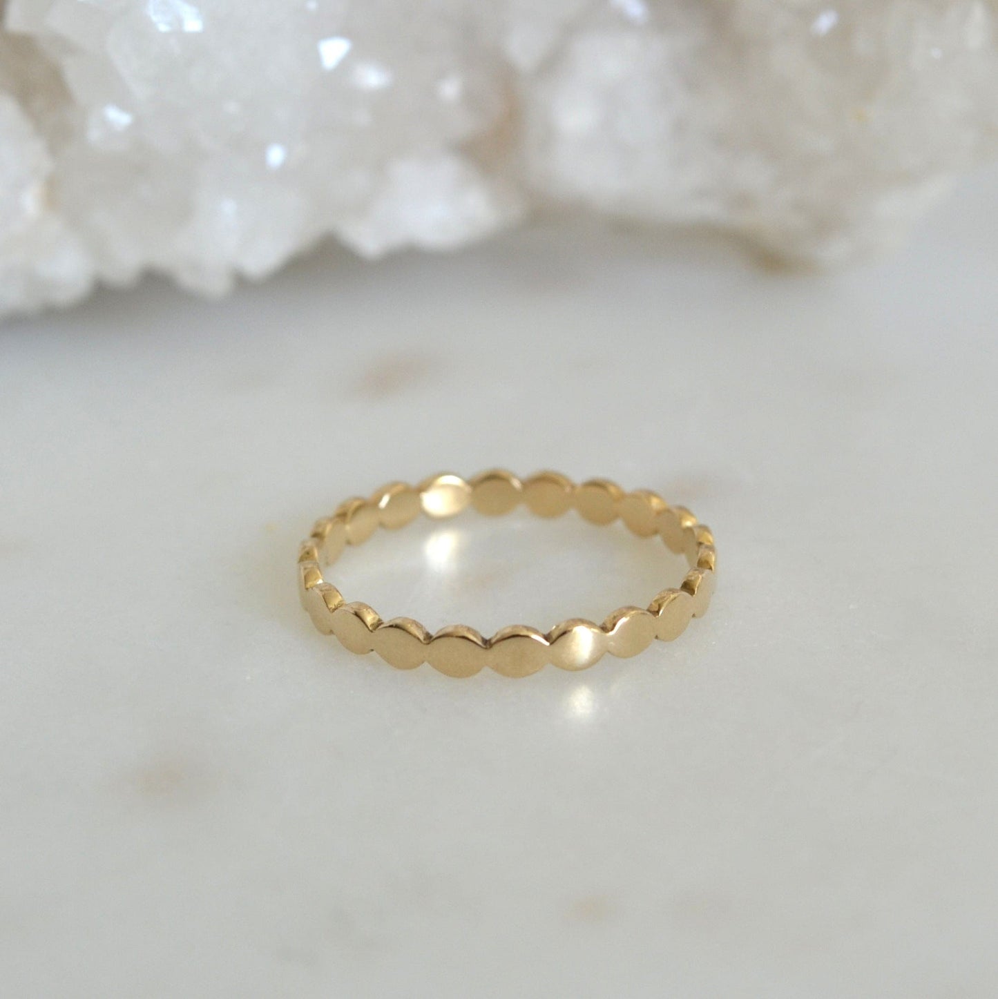 14k Flat Beaded Ring