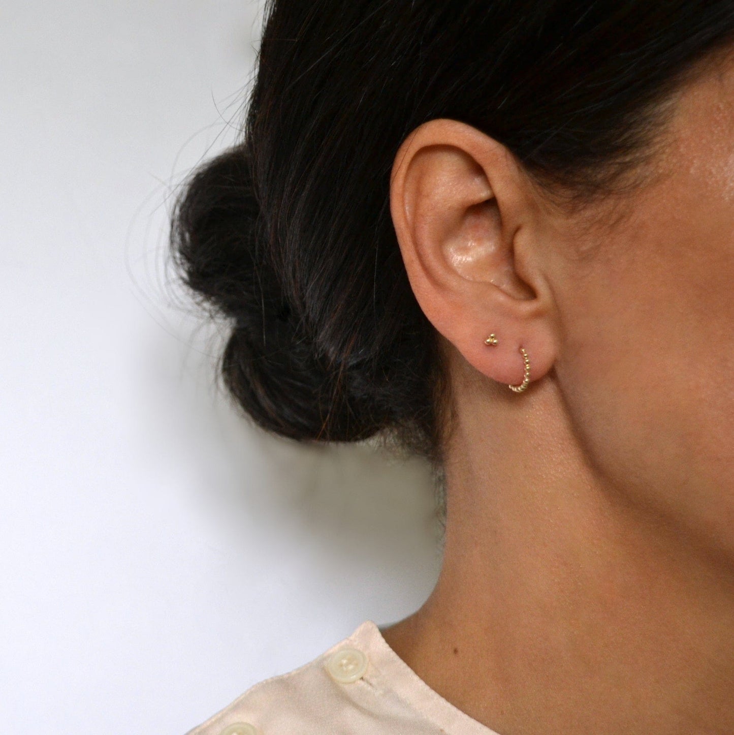 14k Trio Beaded Studs