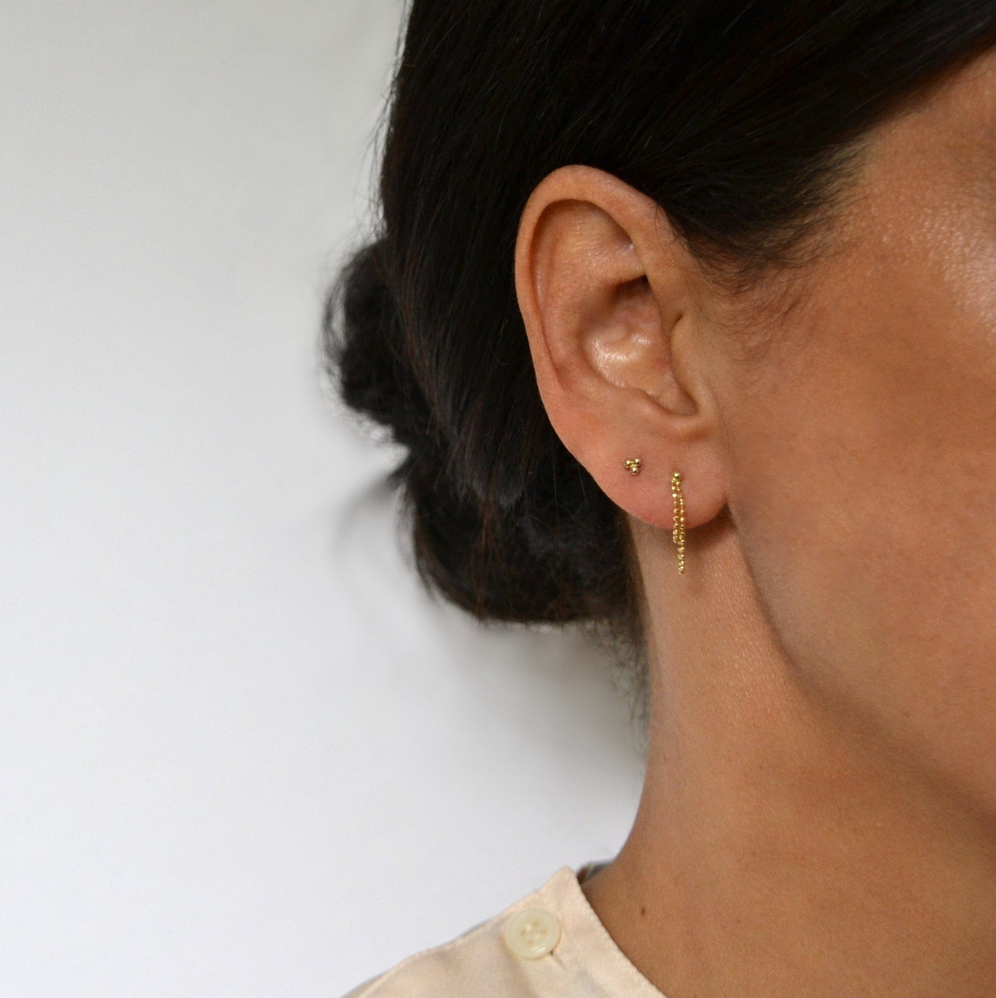 14k Trio Beaded Studs
