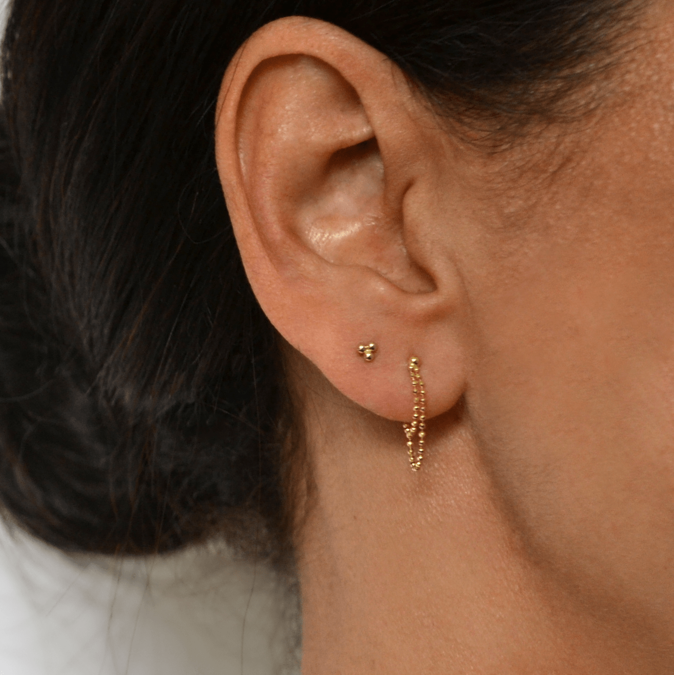 14k Trio Beaded Studs