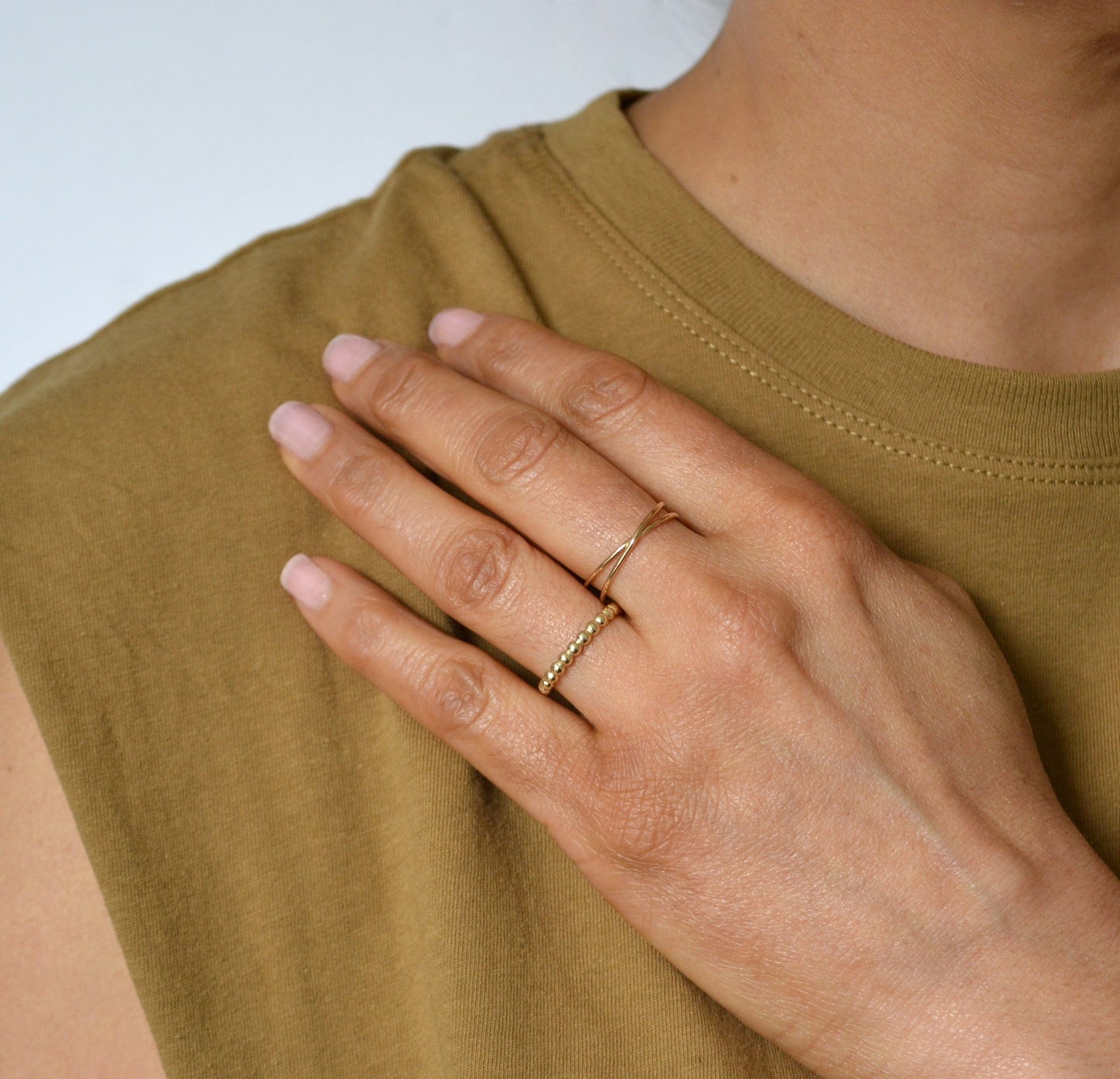 14k Puff Beaded Ring