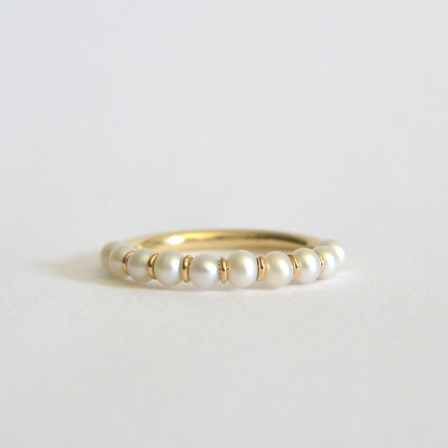 14k beaded pearl ring