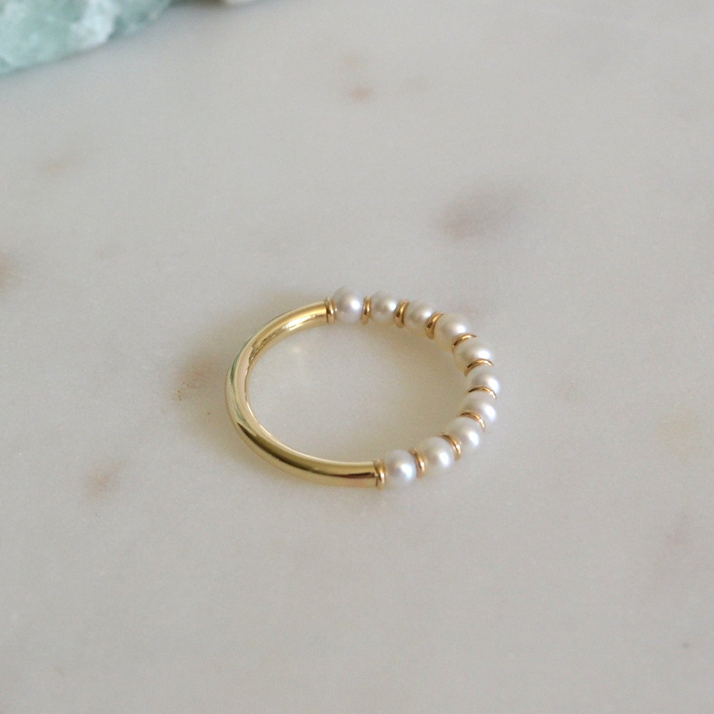 14k Beaded Pearl Ring