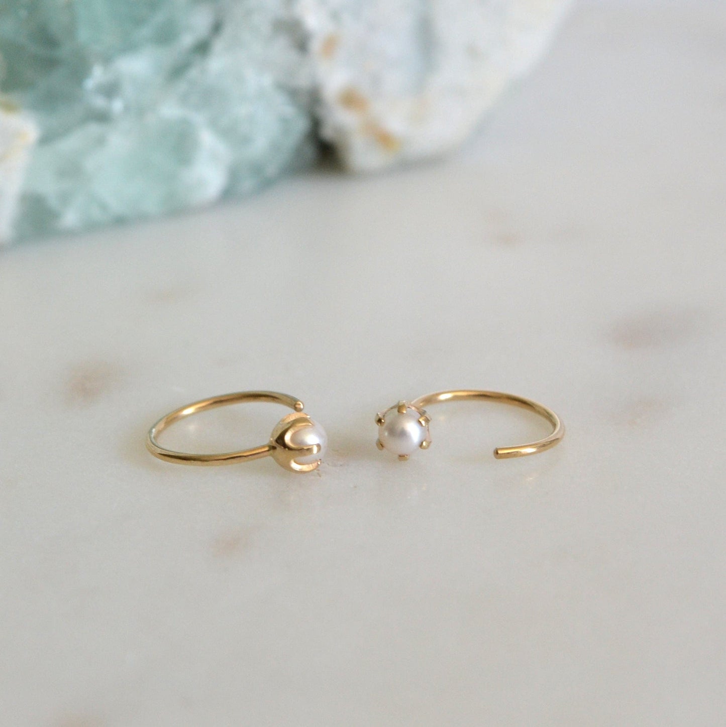 14k Pearl Huggies