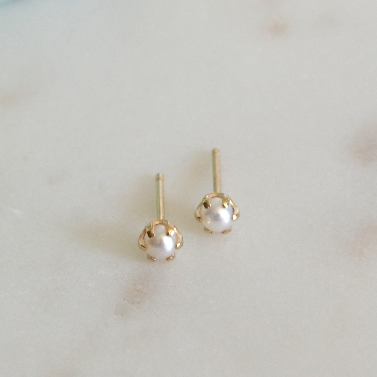 14k Prong Pearl Studs