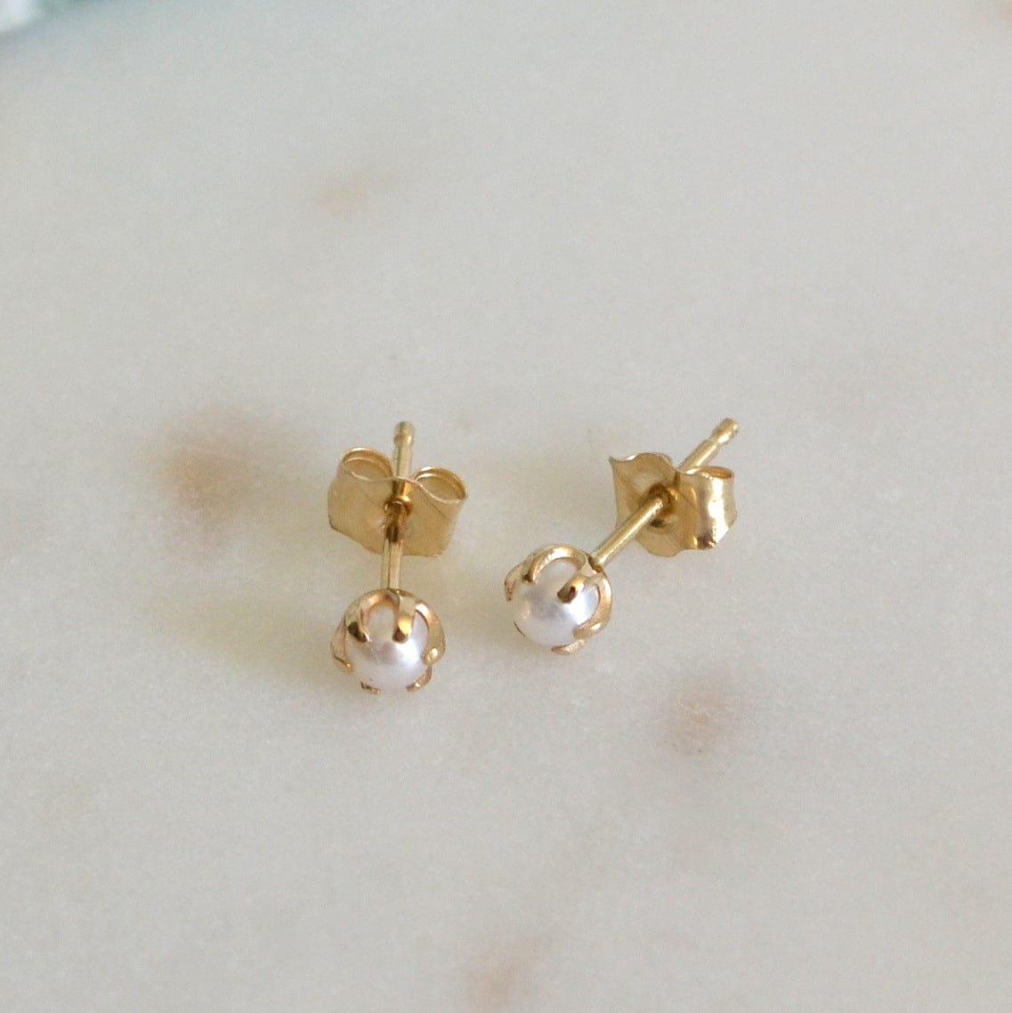 14k Prong Pearl Studs