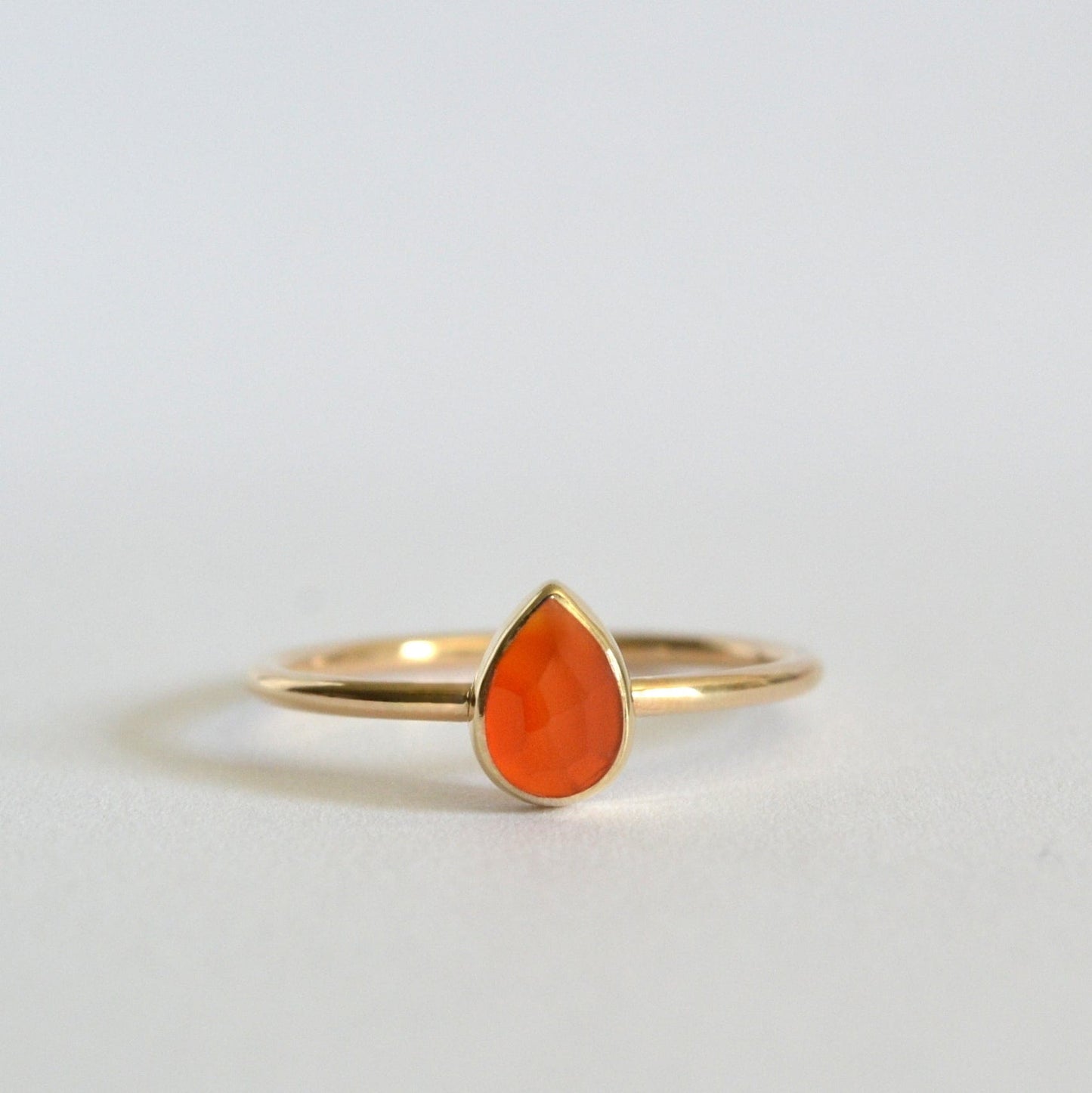 14k Pear Carnelian Ring