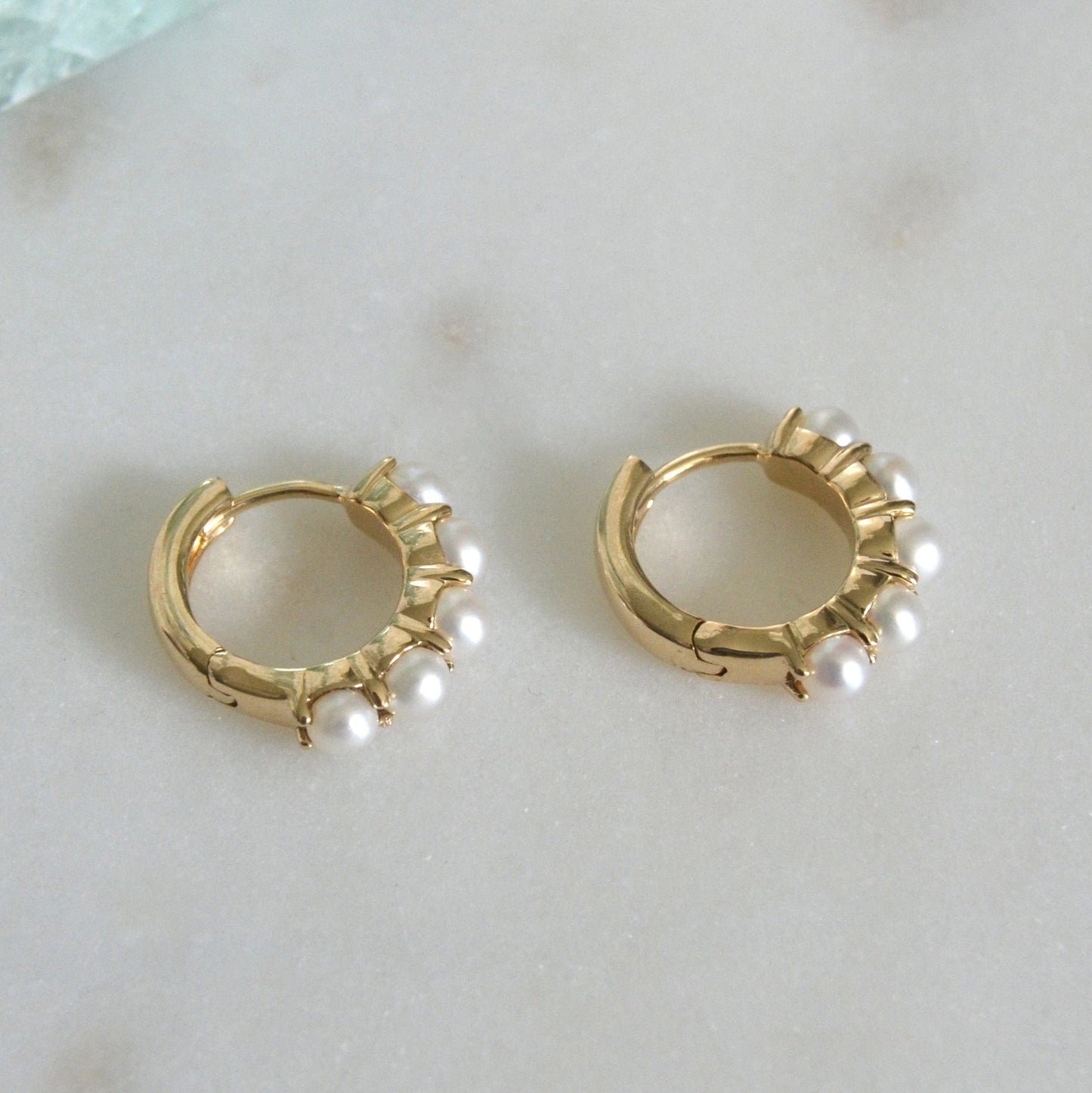 14k Pearl Hoops