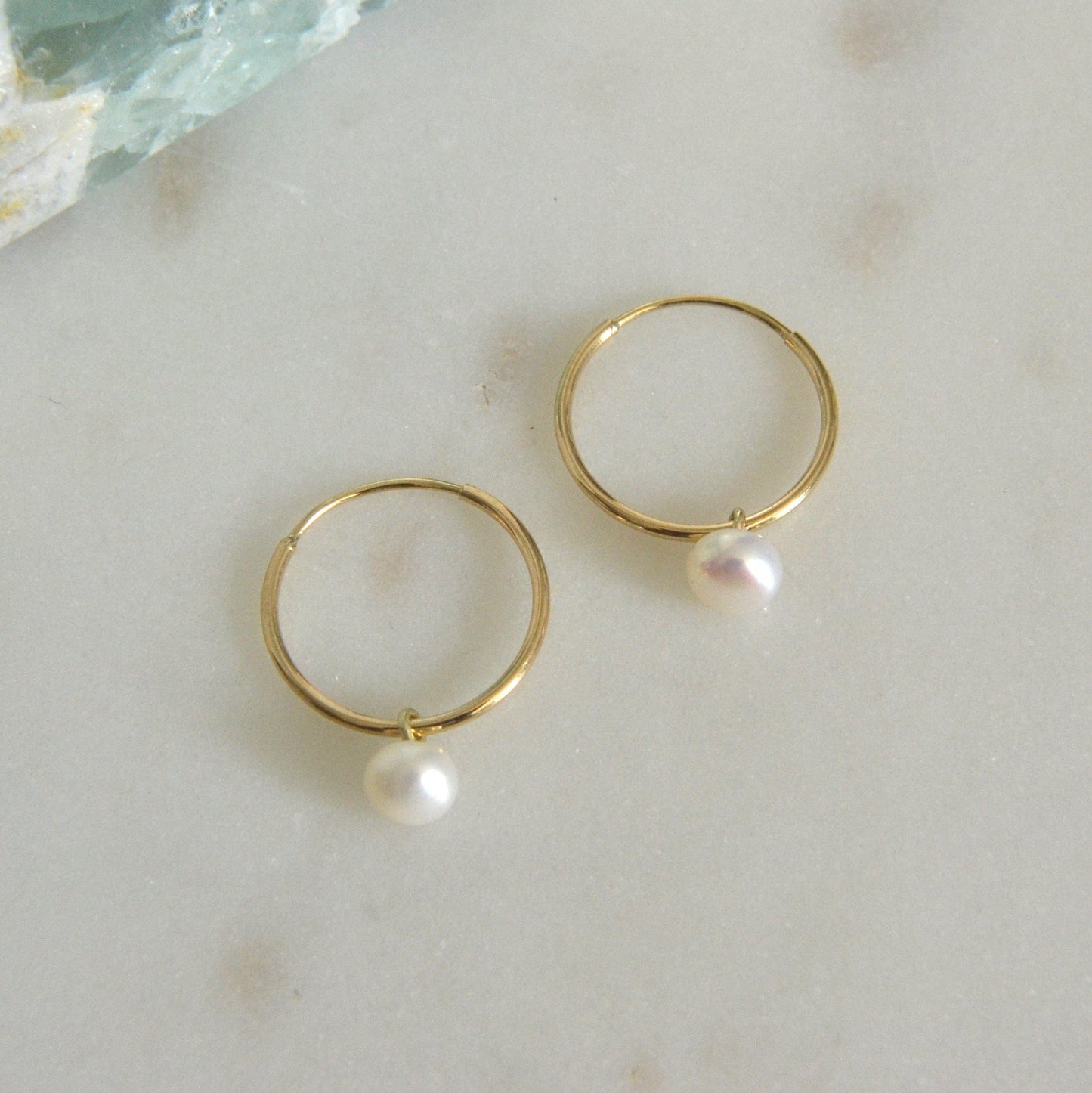 14k Mia Pearl Hoops