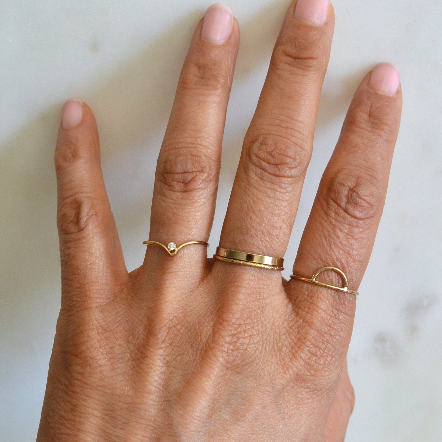 Chevron CZ Ring