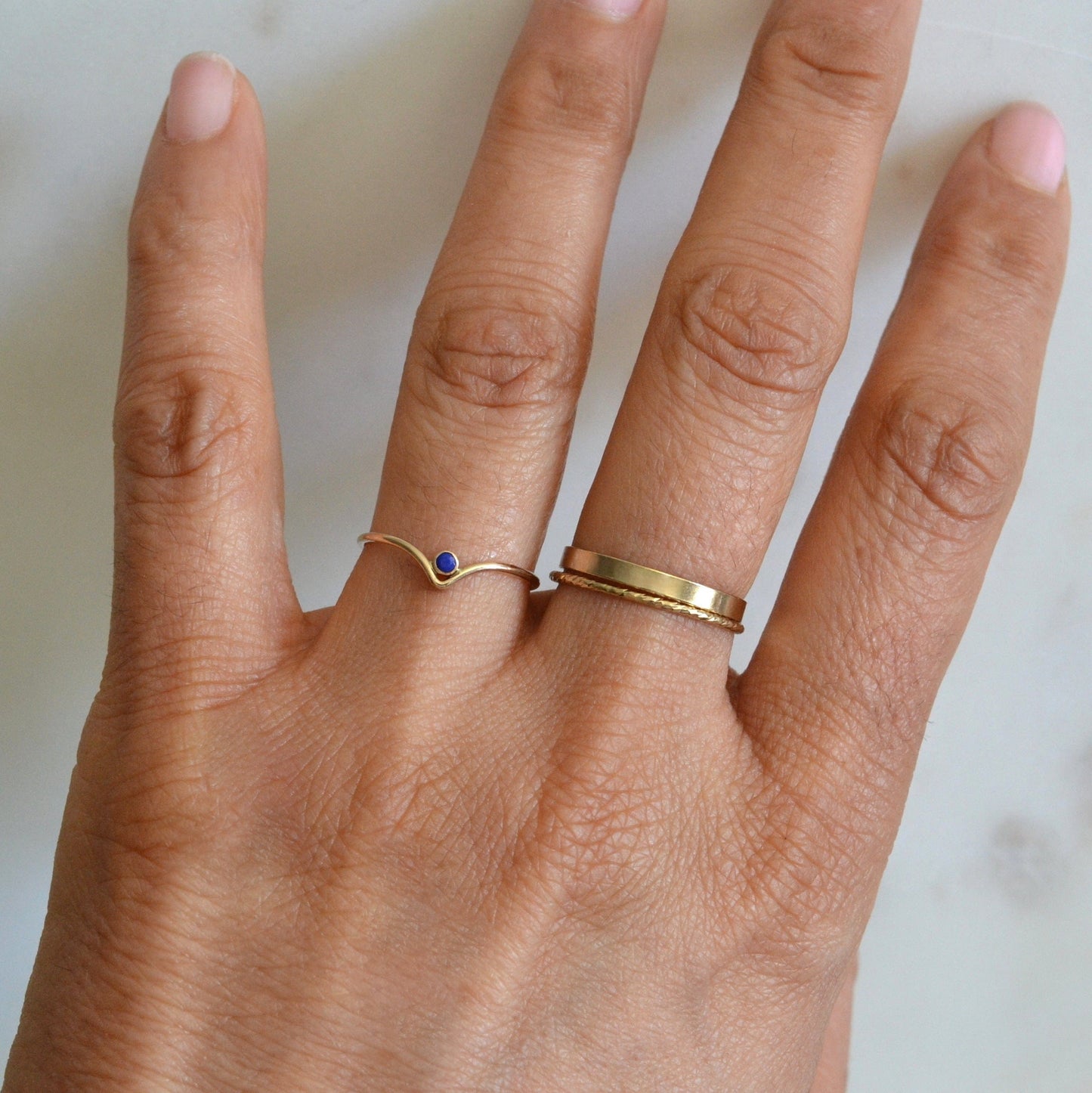 Chevron Lapis Lazuli Ring