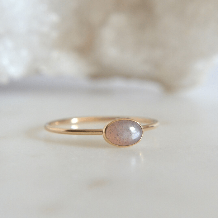 14k Oval Choco Moonstone Ring