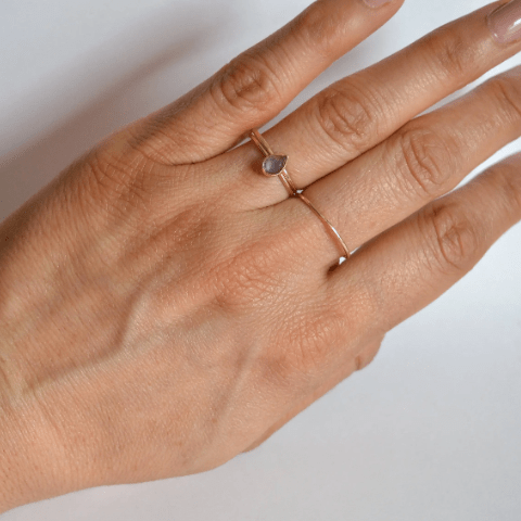14k Pear Labradorite Ring