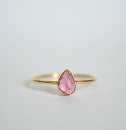14k Pear Pink Tourmaline Ring