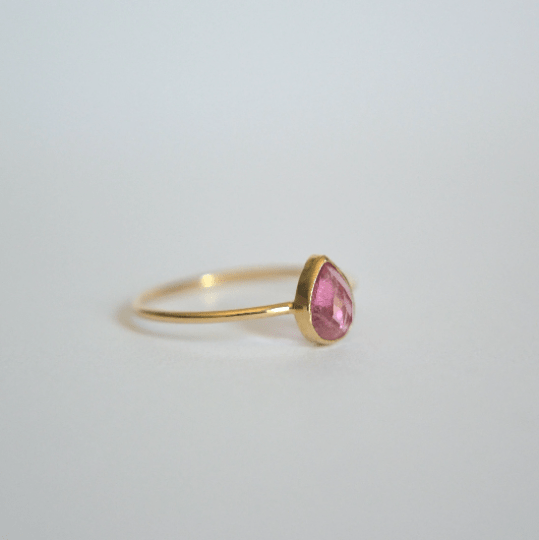 14k Pear Pink Tourmaline Ring