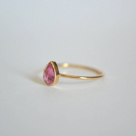 14k Pear Pink Tourmaline Ring