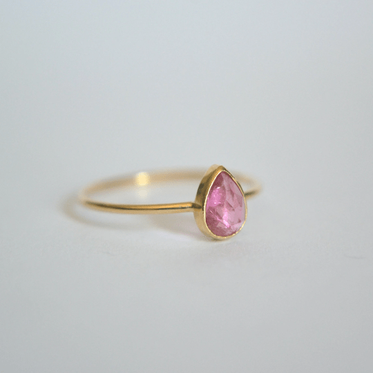 14k Pear Pink Tourmaline Ring