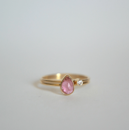 14k Pear Pink Tourmaline Ring