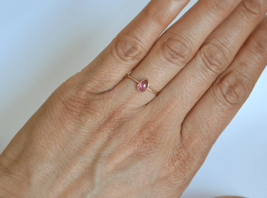 14k Pear Pink Tourmaline Ring