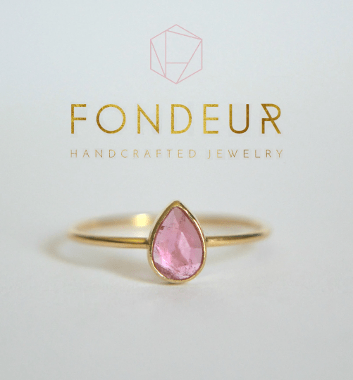 14k Pear Pink Tourmaline Ring