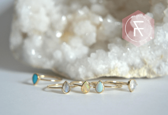 14k Pear Labradorite Ring