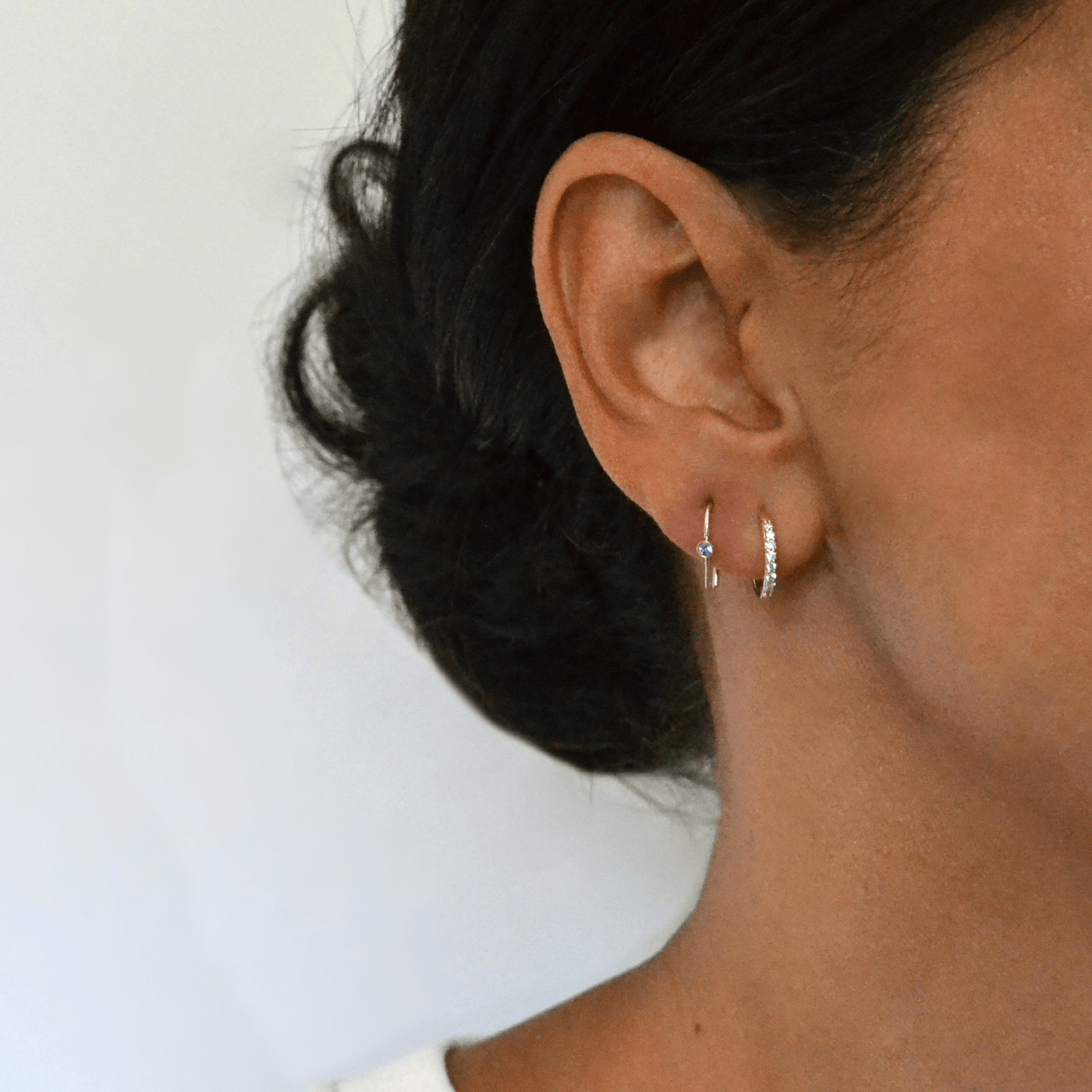 14k Diamond Hoops