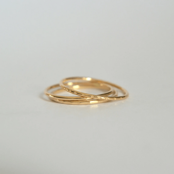 14k Textured Band Set