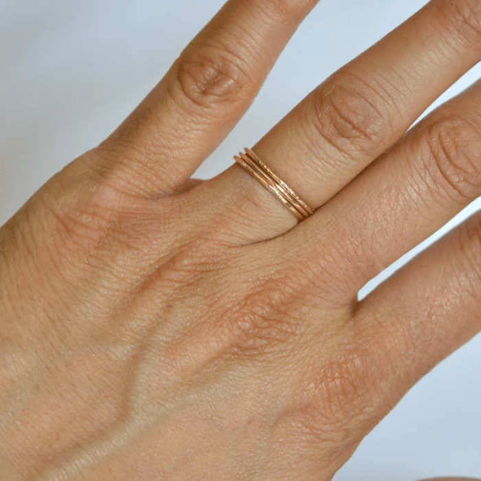 14k Textured Band Set