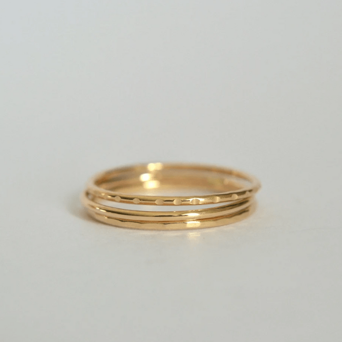 14k Textured Band Set