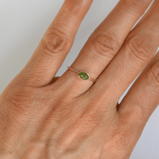 14k Oval Jade Ring