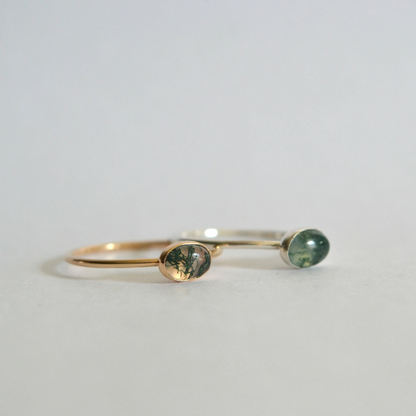 Dainty moss agate ring