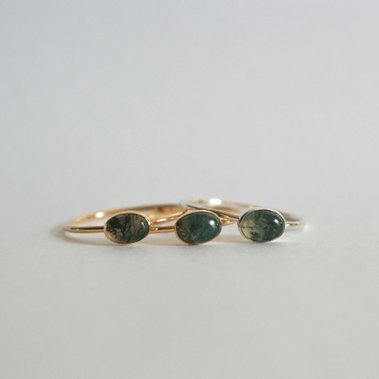 14k moss agate ring