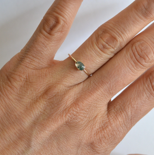 14k Oval Moss Agate Ring
