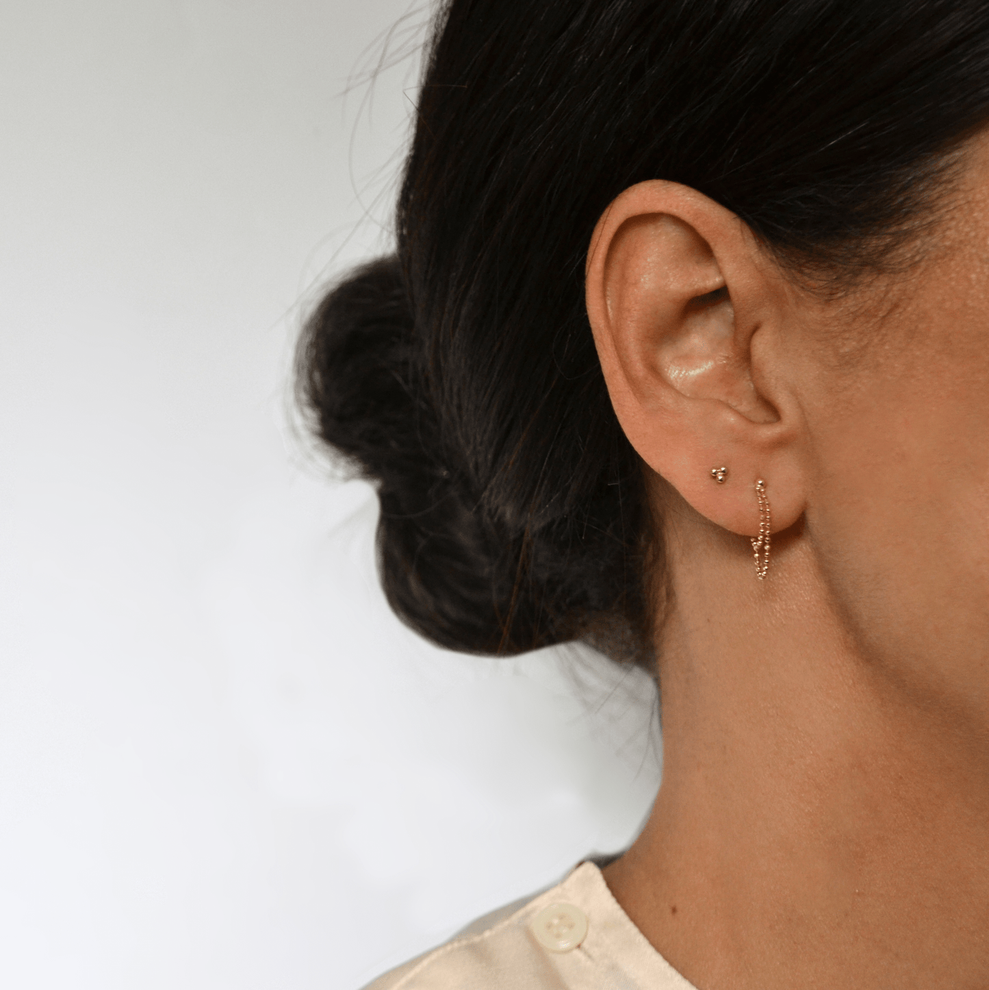 14k Beaded Chain Earrings