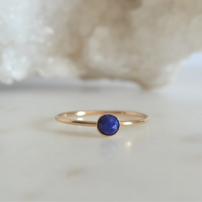 14k Rose Cut Lapis Lazuli Ring