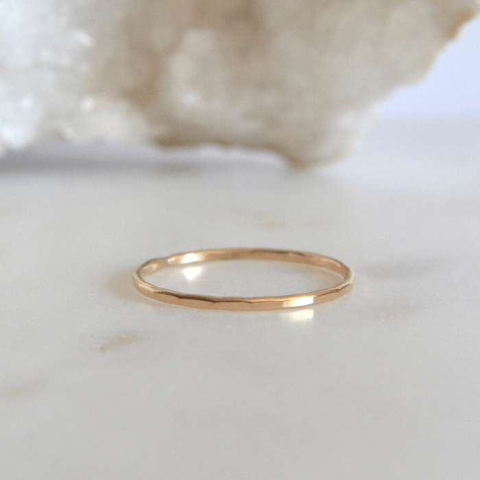 14k Hammered Band Set