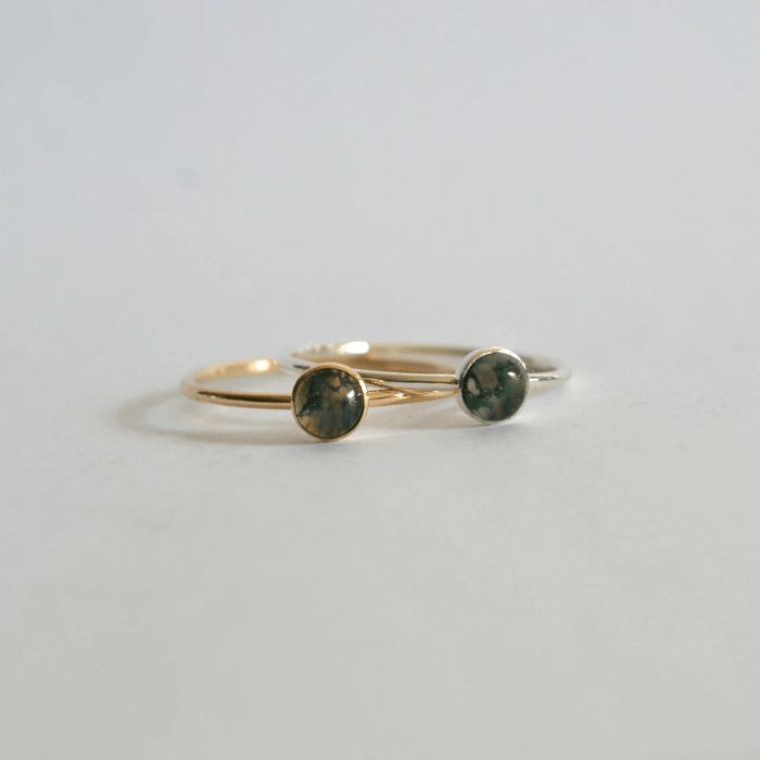14k Nina Moss Agate Ring