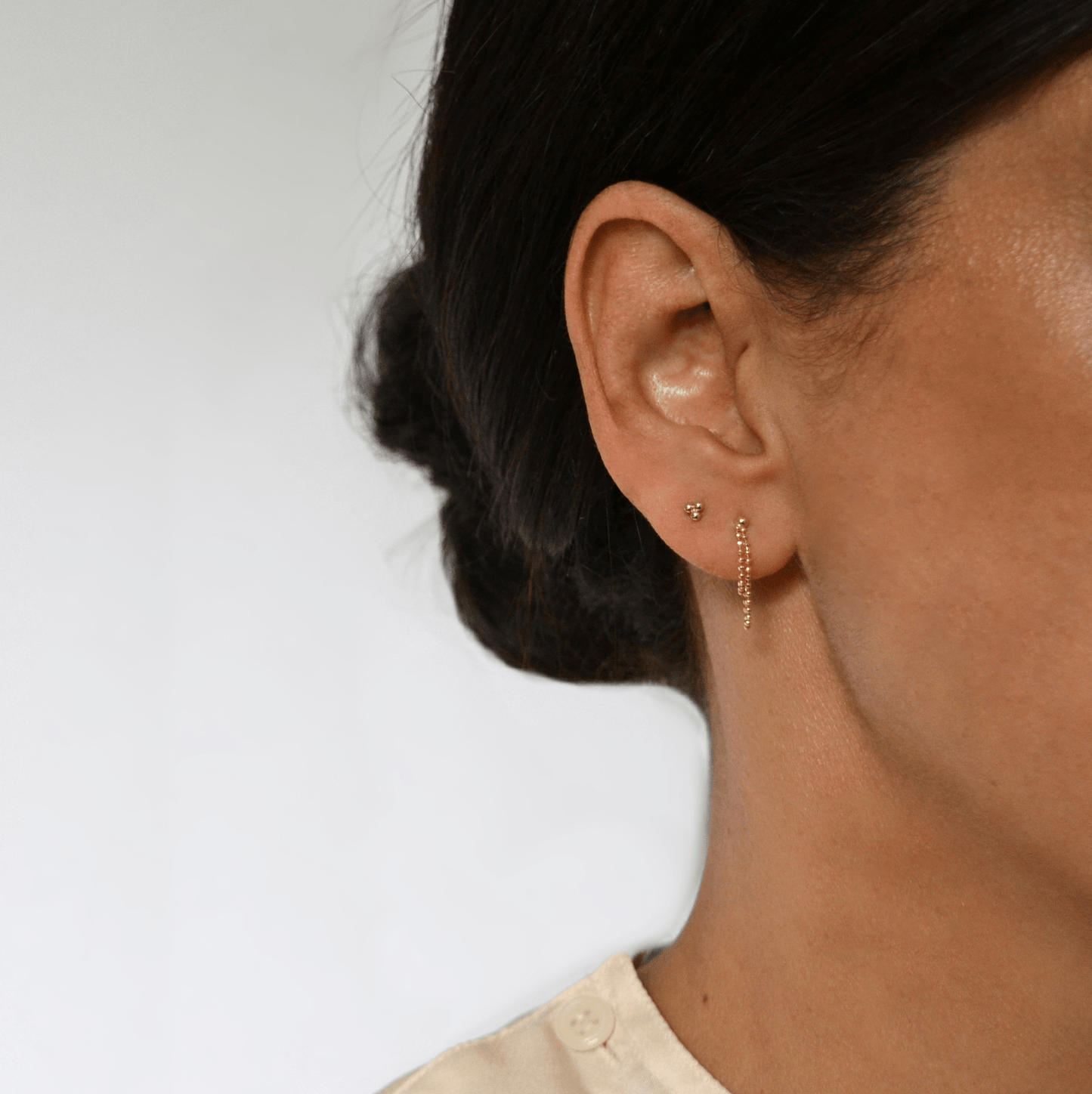 14k Beaded Chain Earrings
