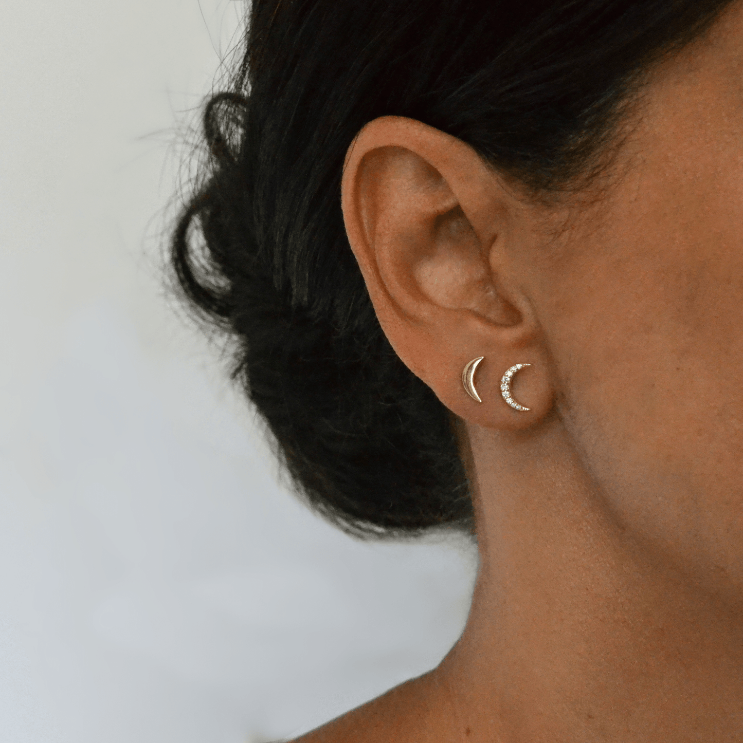 14k Moon Studs